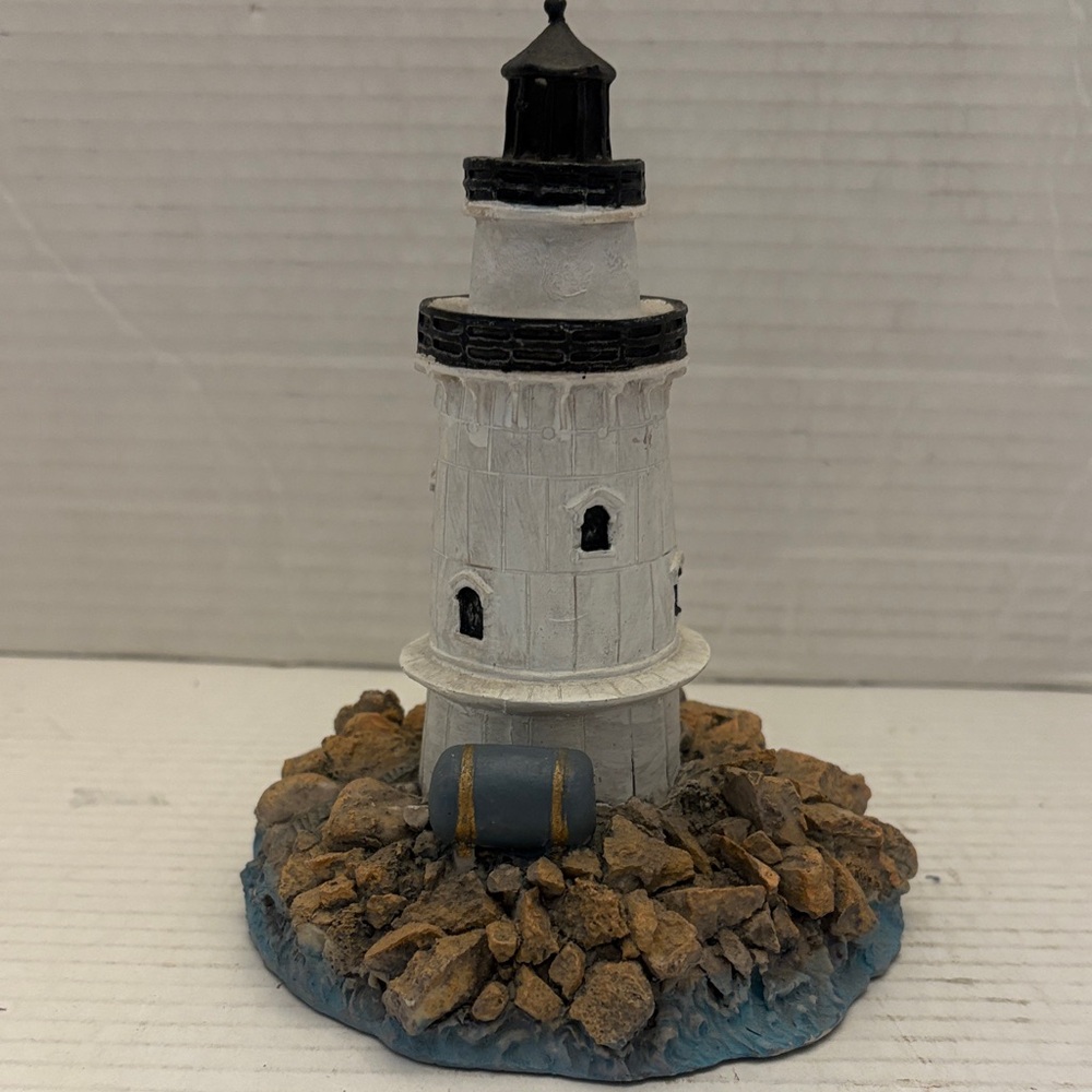 White and Black Lighthouse Accent Pillow - Nautical Home Accent